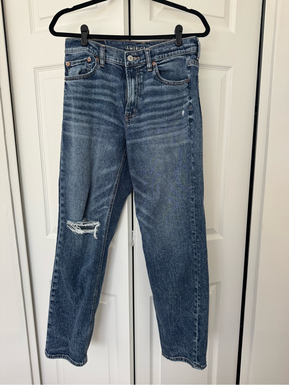 American Eagle Outfitters Straight Leg Blue Distressed Jeans